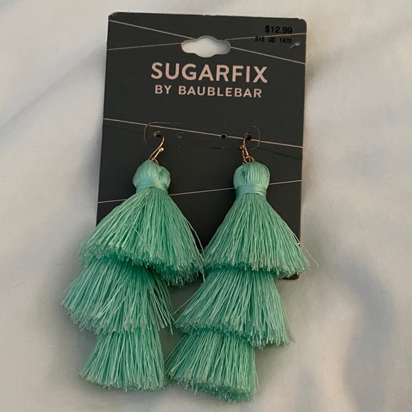 BaubleBar Mint Green Tassel Earrings - Picture 1 of 2